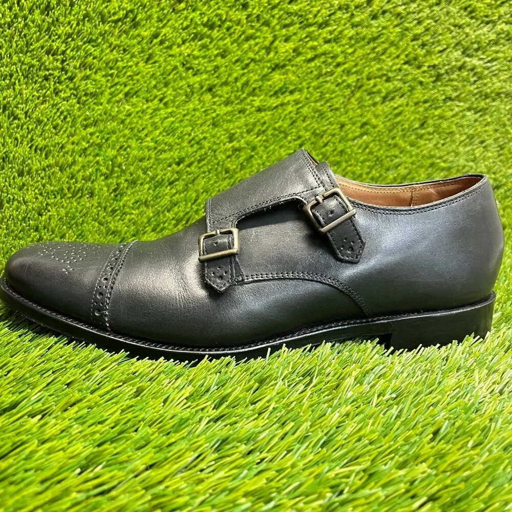 Grenson England Ellery Mens Size 8 Black Classic Double Monk Strap Dress Shoes